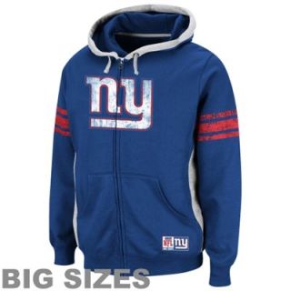 New York Giants Big Sizes Front Logo Full Zip Hoodie   Royal Blue