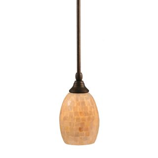 Brooster 5 in W Bronze Pendant Light with Textured Shade