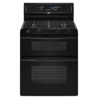Whirlpool Gold 30 in 2.1 cu ft/3.9 cu ft Self Cleaning Double Oven Gas Range (Black)