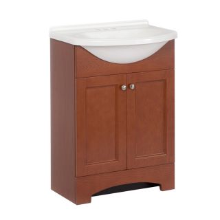 Style Selections 24 in x 26.8 in Russett Integral Single Sink Bathroom Vanity with Cultured Marble Top