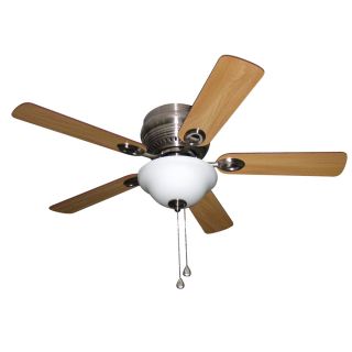 Harbor Breeze Mayfield 44 in Brushed Nickel Flush Mount Ceiling Fan with Light Kit