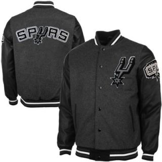 San Antonio Spurs Bogue Button Up Varsity Jacket   Charcoal
