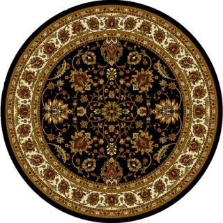 Home Dynamix Paris 5 ft 2 in x 5 ft 2 in Round Black Floral Area Rug