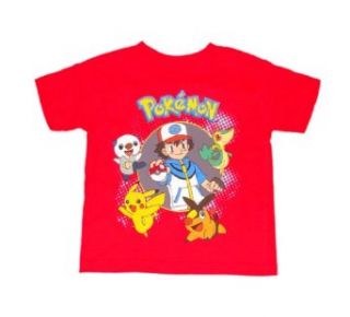 Pokemon Master 4 Pokemon Boys T shirt (S (4), Red) Clothing