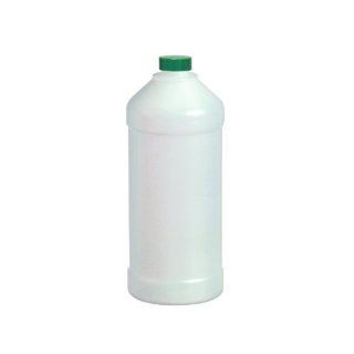 Qorpak PLC 03745 Amber Nylon/PE Modern Round Bottle with 28 400 Green Thermoset F217 and PTFE Lined Cap, 32oz Capacity, 88mm OD x 198mm Height (Case of 68) Science Lab Jars