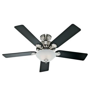 Hunter Waldon 5 Minute 52 in Brushed Nickel Downrod or Flush Mount Ceiling Fan with Light Kit