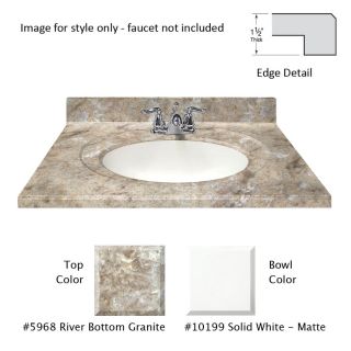US Marble Designer 49 in W x 22 in D River Bottom Cultured Marble Integral Single Sink Bathroom Vanity Top