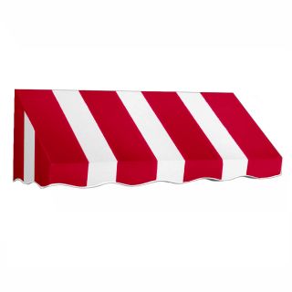 Awntech 5 ft 4 1/2 in Wide x 3 ft Projection Red/White Striped Slope Window/Door Awning