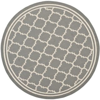 Safavieh Courtyard 6 ft 7 in x 6 ft 7 in Round Gray Transitional Indoor/Outdoor Area Rug