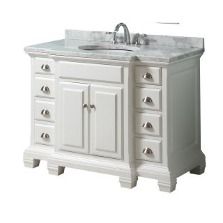 allen + roth Vanover 45 in x 23.25 in White Undermount Single Sink Bathroom Vanity with Natural Marble Top