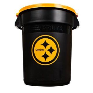Rubbermaid Commercial Team Brute 32 Gallon Trash Can and Lid, Pittsburgh Steelers Sports & Outdoors