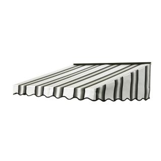 NuImage Awnings 6 ft Wide x 3 ft 5 in Projection Grey/Black/White Striped Slope Door Awning