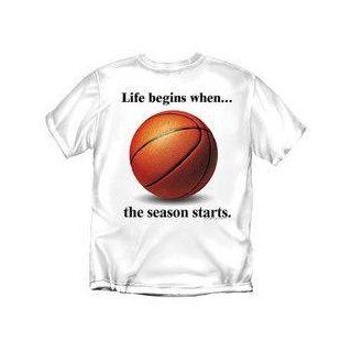 Life Begins When Basketball Youth Size T Shirt (White) Sports & Outdoors