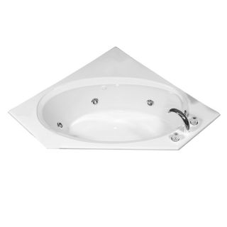 Laurel Mountain Vandale 59.25 in L x 59.25 in W x 25.25 in H White Acrylic Corner Drop In Whirlpool Tub and Air Bath