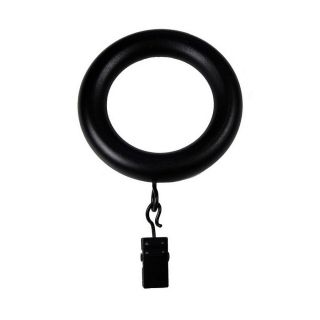 BCL Drapery 7 Pack Matte Black Wood Curtain Rod Clip Rings