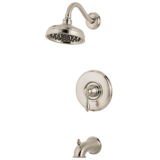 Pfister Marielle Brushed Nickel 1 Handle Bathtub and Shower Faucet with Rain Showerhead