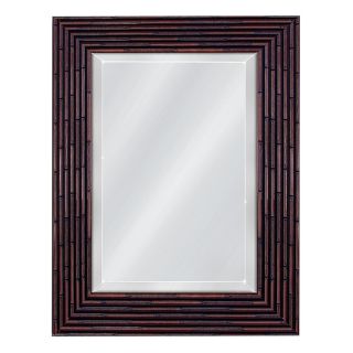 Style Selections 30 in x 42 in Teak Rectangular Framed Wall Mirror