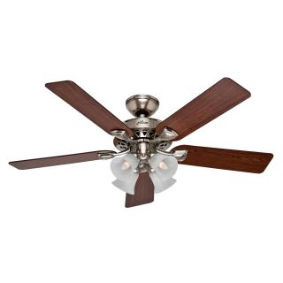 Hunter Westminster 5 Minute 52 in Brushed Nickel Downrod or Flush Mount Ceiling Fan with Light Kit