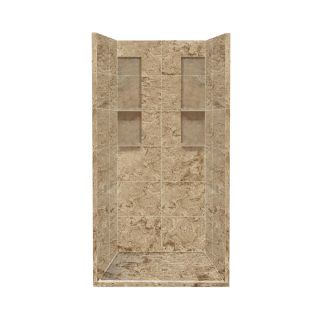 Style Selections 83 in H x 36 in W x 36 in L Sand Mountain Solid Surface Wall 4 Piece Alcove Shower Kit