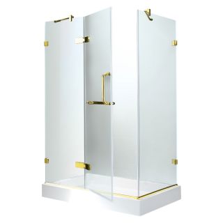 VIGO 79 1/4 in H x 38 1/4 in W x 30 1/4 in L Frameless Showers Polished Brass Square 3 Piece Corner Shower Kit