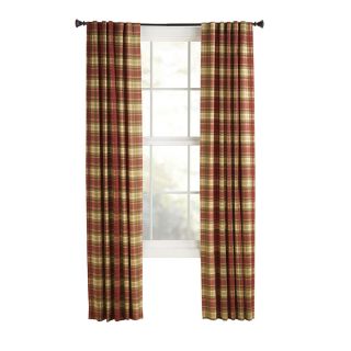 Style Selections Bernard 84 in L Plaid Red Back Tab Curtain Panel