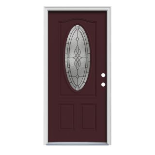 ReliaBilt Oval Lite Prehung Inswing Steel Entry Door Prehung (Common 80 in x 36 in; Actual 81.75 in x 37.5 in)