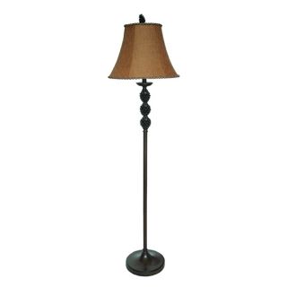 Absolute Decor 62 in Chrome and Black Indoor Floor Lamp with Fabric Shade