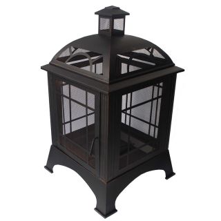allen + roth 28.15 in W Rubbed Bronze Steel Wood Burning Fire Pit