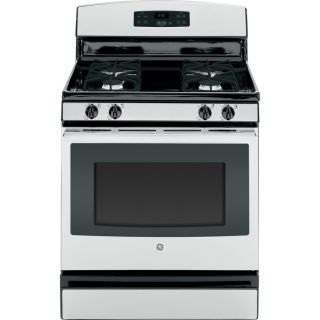 GE 30 in 4 Burner Freestanding 4.8 cu ft Gas Range (Stainless Steel/Black)