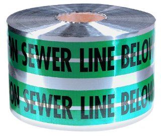 Empire Level 31 055 6 Inch by 1000 Feet Caution Sewer Line Below Warning Tape, Green, 2 Pack   Tape Reels  