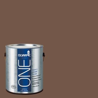 Olympic One 114 fl oz Interior Flat Enamel Chocolate Curl Latex Base Paint and Primer in One with Mildew Resistant Finish