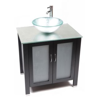 Bionic Cappuccino 31 in x 22 in Light Bamboo Single Sink Bathroom Vanity with Tempered Glass Top (Faucet Included)