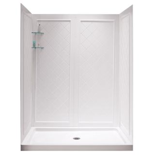 DreamLine Shower Base and Back Walls 76.75 in H x 60 in W x 32 in L White Acrylic Wall 5 Piece Alcove Shower Kit