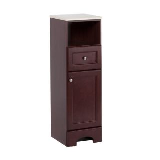 Style Selections Clementon 45 in H x 14 1/2 in W x 14.3 in D Cherry Linen Cabinet