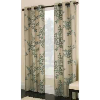 allen + roth Waterbury 63 in L Light Filtering Floral Blue Grommet Window Curtain Panel