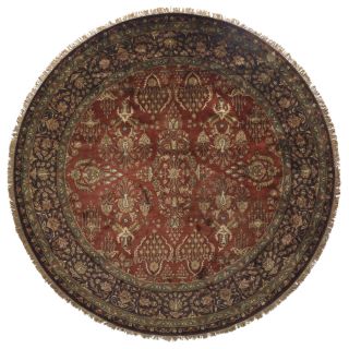 Alegra 8 ft x 8 ft Round Red Floral Wool Area Rug