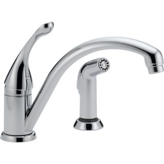 Delta Collins Chrome Low Arc Kitchen Faucet with Side Spray