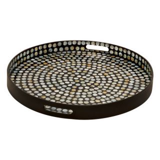 Woodland Imports 24 in x 24 in Black Wood Round Serving Tray