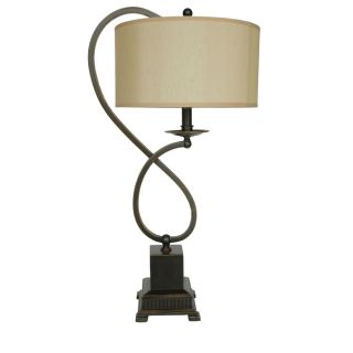 Absolute Decor 27 in 3 Way Switch Bronze Indoor Table Lamp with Fabric Shade