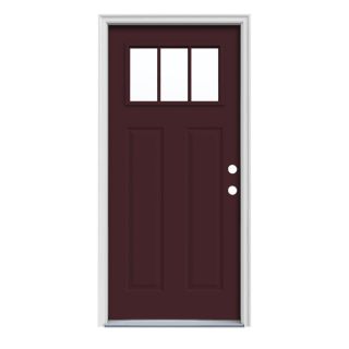 ReliaBilt Craftsman 3 Lite Prehung Inswing Steel Entry Door Prehung (Common 80 in x 32 in; Actual 81.75 in x 33.5 in)