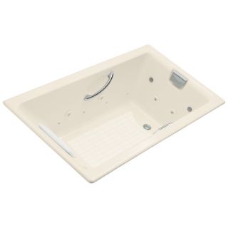 KOHLER Tea For Two 2 Person Almond Cast Iron Rectangular Whirlpool Tub (Common 54 in x 60 in; Actual 23 in x 36 in x 66 in)
