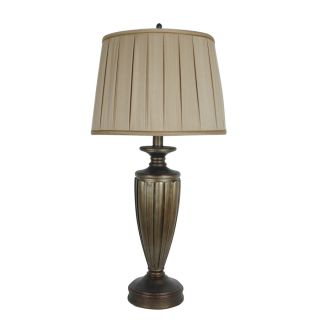 Absolute Decor 33.75 in 3 Way Switch Bronze Platinum Indoor Table Lamp with Fabric Shade