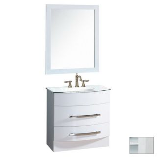 Yosemite Home Decor Transitional 31 in x 20 in White Integral Single Sink Bathroom Vanity with Glass Top