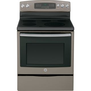 GE 30 in Smooth Surface Freestanding 5 Element 5.3 cu ft Self Cleaning with Steam Convection Electric Range (Slate)