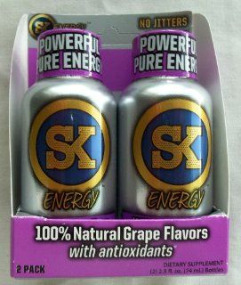 Sk Energy Shots, 100% Natural Grape Flavors with Antioxidants, Single Pack Containing Two 2.5 Oz Bottles  Energy Drinks  Grocery & Gourmet Food