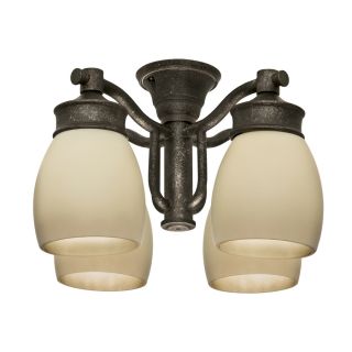 Casablanca 4 Light Aged Bronze Ceiling Fan Light Kit with Tea Stain Glass Glass or Shade