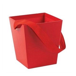Red Cardboard Bucket W/Ribbon Handle (6 Pcs)   Bulk [Toy]  