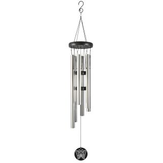 Garden Treasures 39 in L Black and Silver Modern Metal Wind Chime