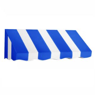 Awntech 45 ft 4 1/2 in Wide x 2 ft Projection Bright Blue/White Striped Slope Window/Door Awning
