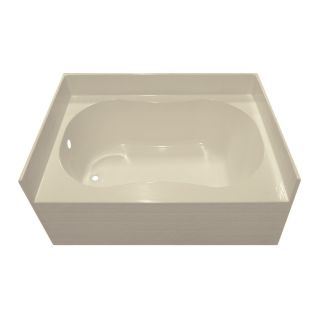Aqua Glass 59.75 in L x 42.25 in W x 29.125 in H Dark Bone Gelcoat/Fiberglass Rectangular Skirted Bathtub with Left Hand Drain